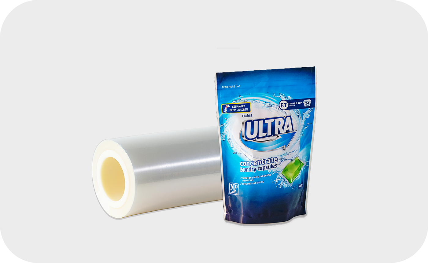 TOPESOL's transparent MDOPE packaging material and stand-up pouch for laundry detergent