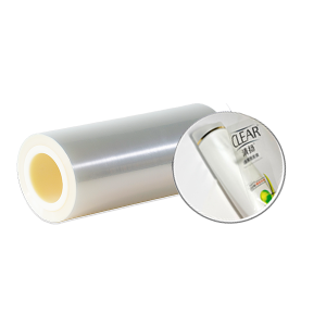 Transparent PE film roll , showcasing its clear, flexible surface for packaging or protective use.