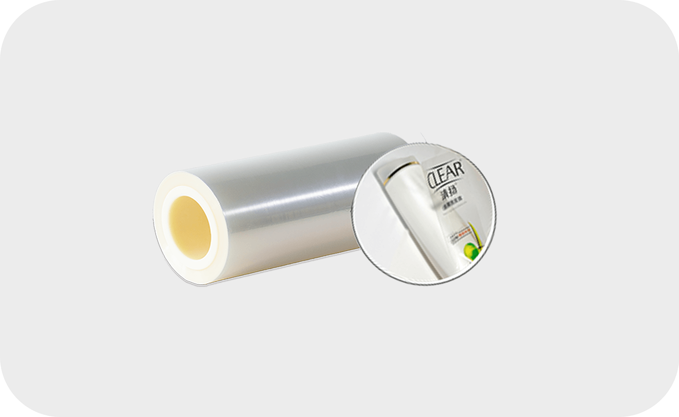 Transparent PE film roll , showcasing its clear, flexible surface for packaging or protective use.